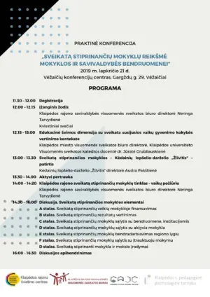 Konferencija „Sveikatą stiprinančių mokyklų reikšmė mokyklos ir savivaldybės bendruomenei“