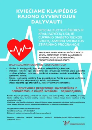Specializuota širdies ir kraujagyslių ligų ir cukrinio diabeto rizikos grupių asmenų sveikatos stiprinimo programa (Klaipėdos rajonas)