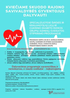Specializuota širdies ir kraujagyslių ligų ir cukrinio diabeto rizikos grupių asmenų sveikatos stiprinimo programa (Skuodo rajonas)
