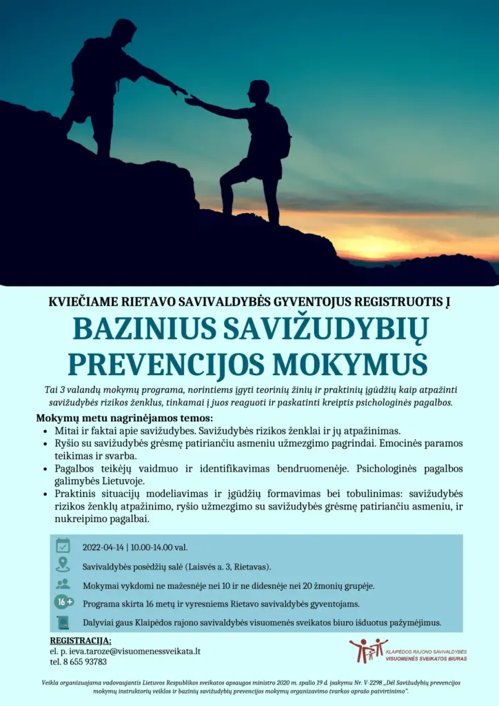 Baziniai savižudybių prevencijos mokymai (Rietavo sav.)