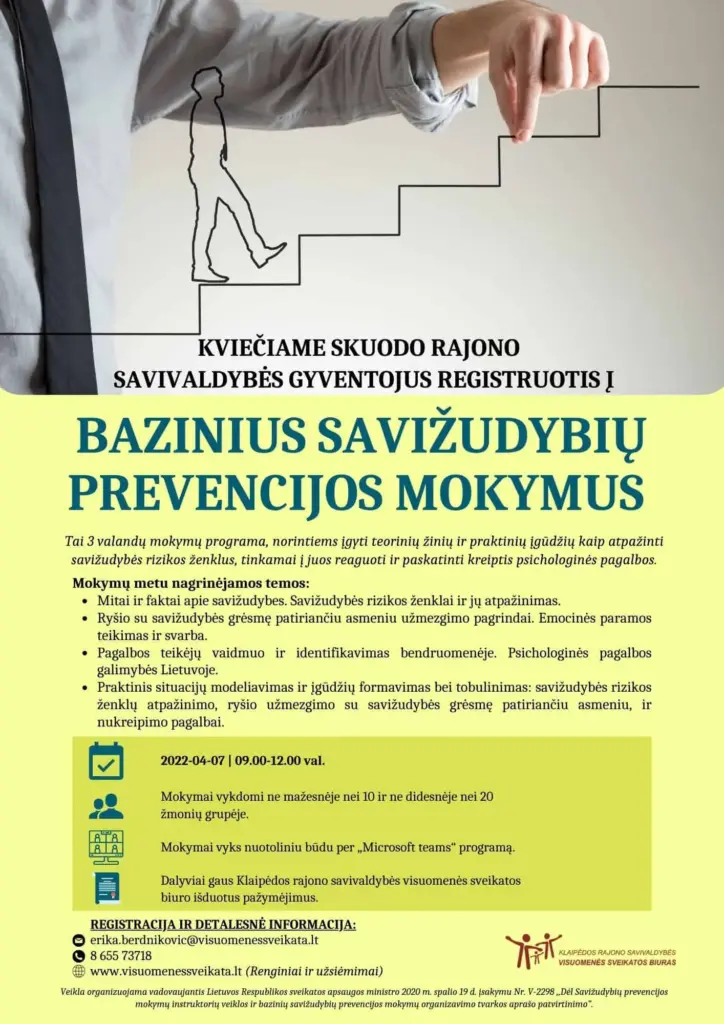 Baziniai savižudybių prevencijos mokymai Skuodo rajone