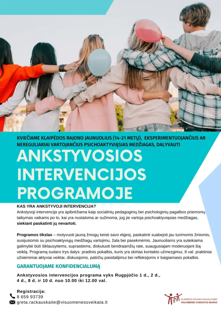 Ankstyvosios intervencijos programa rugpjūčio mėnesį