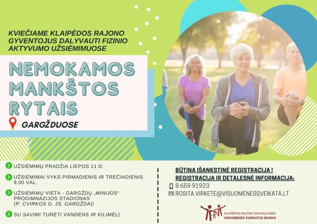 Nemokamos mankštos rytais Gargžduose