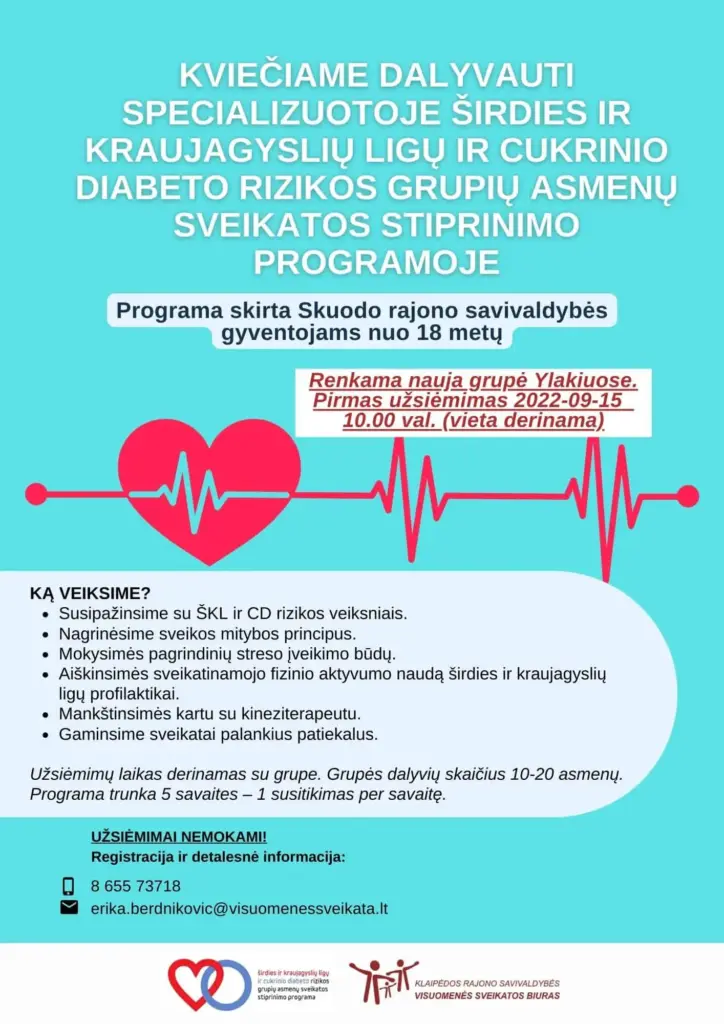 Sveikatos stiprinimo programa Skuodo rajono gyventojams (Ylakiuose), skirta širdies ir kraujagyslių ligų bei cukrinio diabeto profilaktikai
