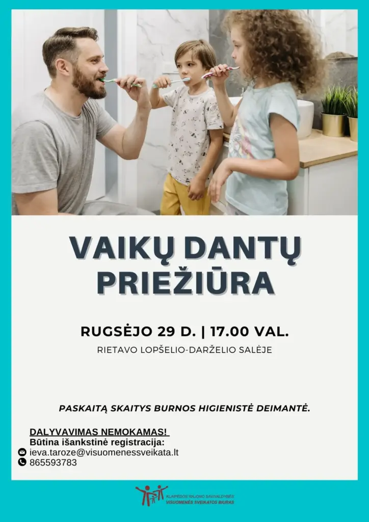 Paskaita „Vaikų dantų priežiūra“ Rietavo lopšelyje-darželyje