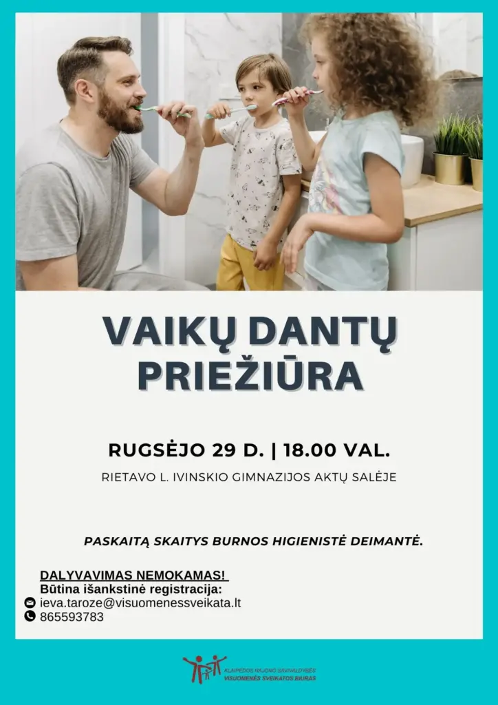 Paskaita „Vaikų dantų priežiūra“ Rietavo Lauryno Ivinskio gimnazijoje