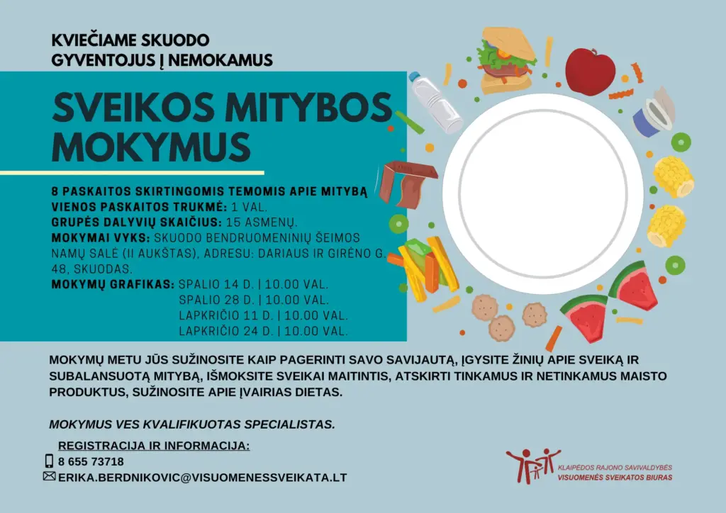 Sveikos mitybos mokymai Skuodo gyventojams