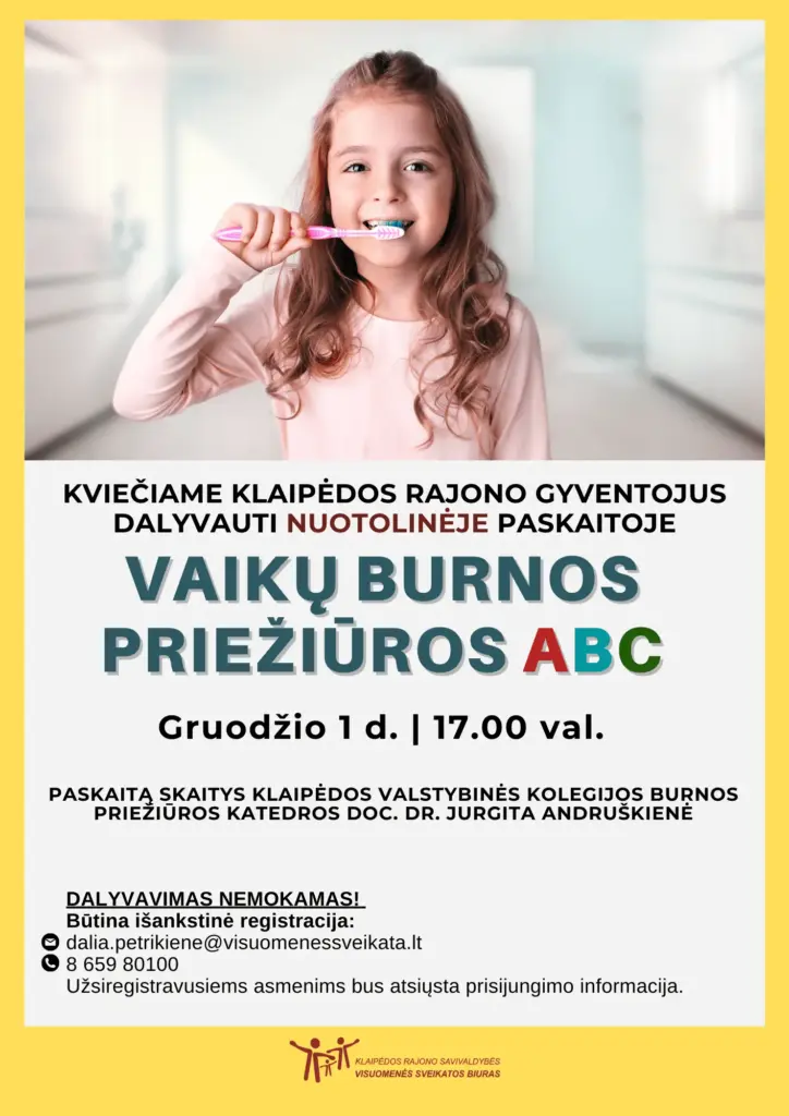 Nuotolinė paskaita „Vaikų burnos priežiūros ABC”