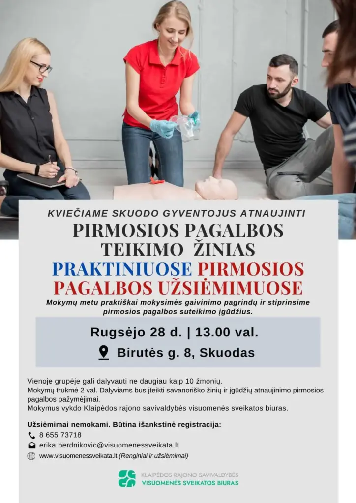 Pirmosios pagalbos mokymai Skuode