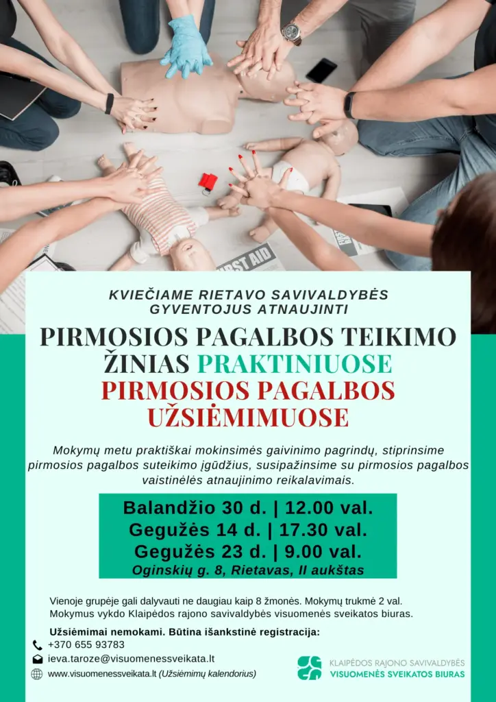 Praktiniai pirmosios pagalbos užsiėmimai Rietave