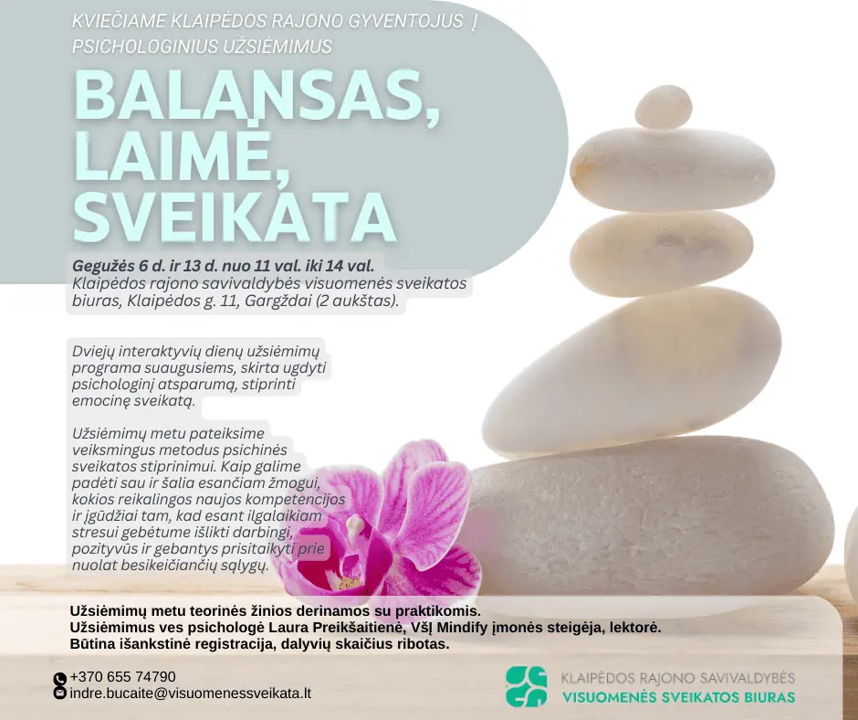 Psichologiniai užsiėmimai „Balansas, laimė, sveikata“