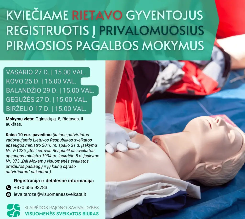Privalomieji pirmosios pagalbos mokymai Rietave (PP programa)