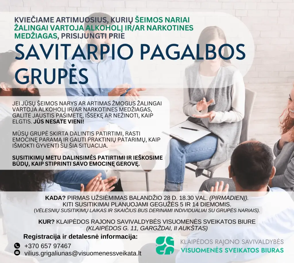 Savitarpio pagalbos grupė žalingai vartojantiems alkoholį ir/ar narkotines medžiagas bei jų šeimos nariams
