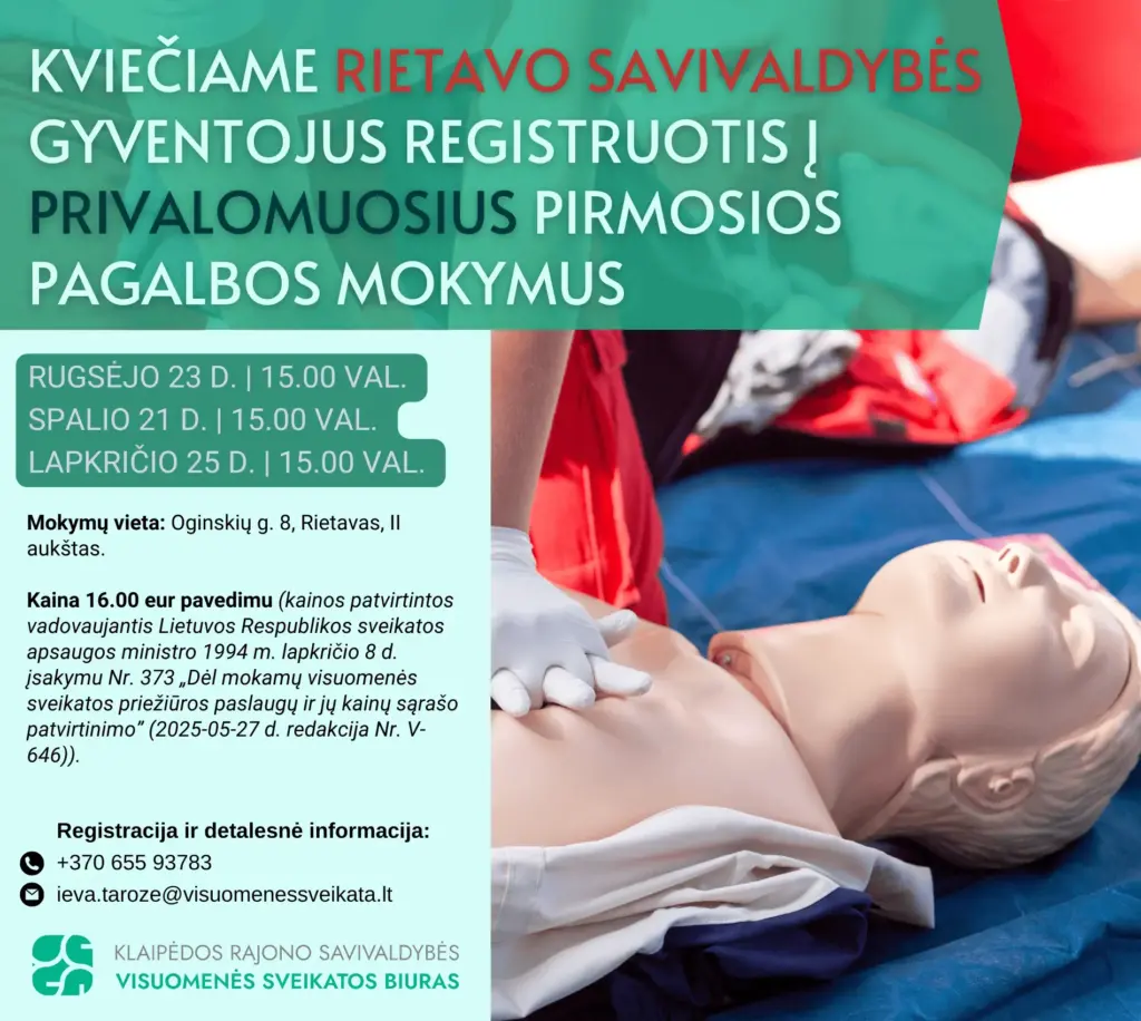 Privalomieji pirmosios pagalbos mokymai Rietave (PP programa)